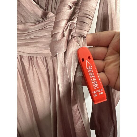 NWD $598 Mac Duggal [ 12 ] Faux Wrap long Sleeve Tiered Gown in Mocha Pink #S976 - Picture 9 of 16